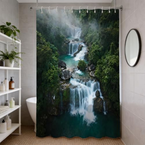 Rideau de douche cascade 180x200 polyester imperméable avec anneaux - 4