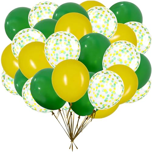 Image of 50Pcs 12inch Yellow and Green Party Balloons with Yellow Green Confetti Balloons for Wedding, Birthday, Baby Shower, Halloween,Family Parties Decoration
