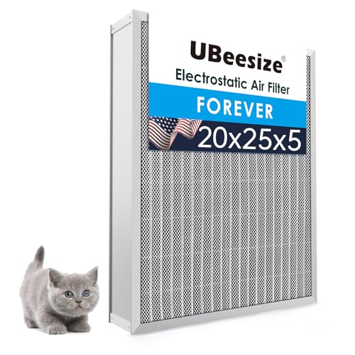 Image of UBeesize 20x25x5 Reusable Air Filter HVAC AC Furnace Filter,Washable, Lasts a Lifetime,Permanent Filter,For Lennox (X6673), Honeywell (FC100A1037),Carrier,and More(Actual Size:19.88x24.72x4.33Inch)