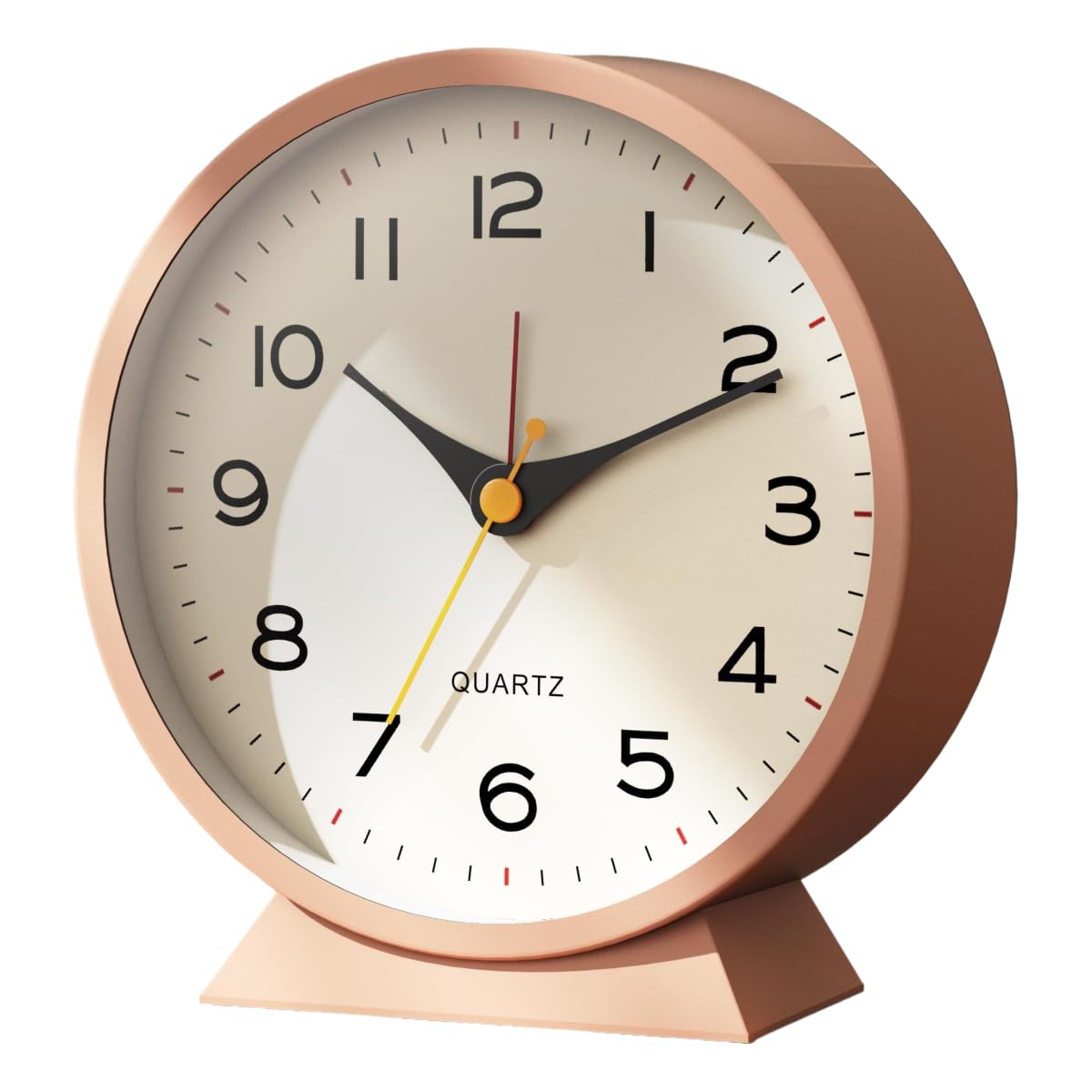 Khazna Alarm Clock, Travel Alarm Clock Basic Bedroom Clock Table Clocks, Small Retro Desk Clock, Slient Metal Table Clock with Light for Living Room Decor, Bedroom, Bedside, Shelf (Pink)