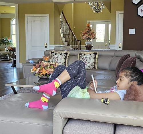 Different Touch 12 Pairs Pack Kids Girls Colorful Creative Fun Novelty Design Crew Socks2