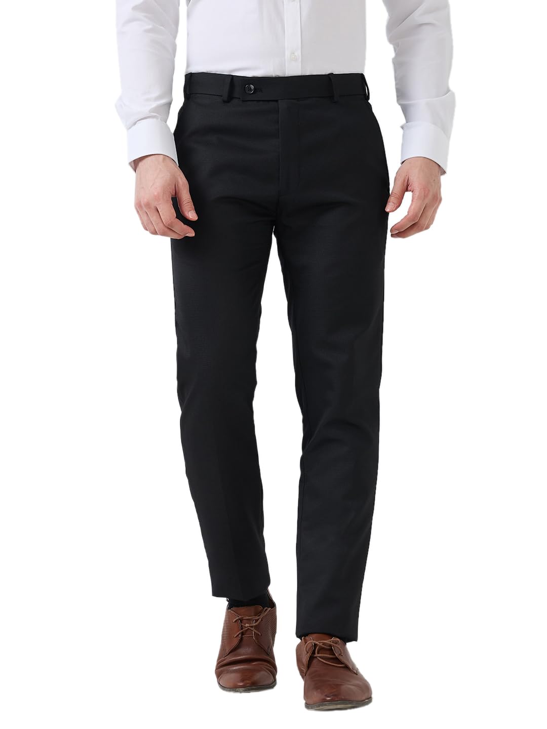 raymond Men Slim Fit Structure Pattern Poly Viscose Blend Flat Front Formal Trouser-picture-26
