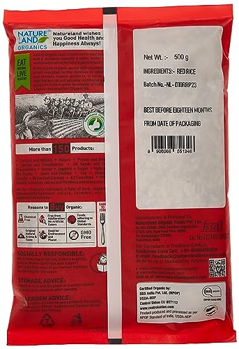 Image of Natureland Organics Red Rice Poha 500 Gm - Organic Healthy Poha (Pack of 2)