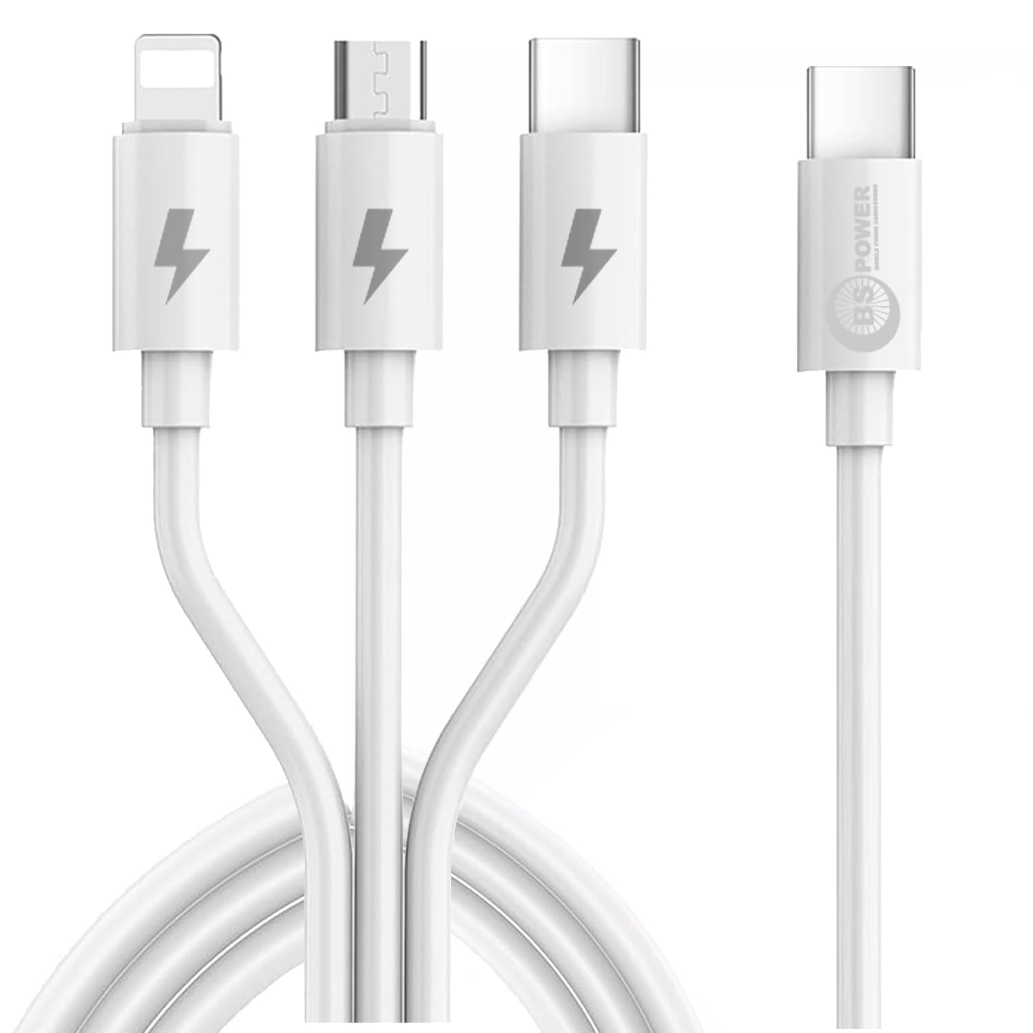 BS POWER Type C to Multi Charging Cable Universal 3 in 1 Multiple USB Cable Charging Cord with Type C, Micro USB, IP (white) (B0CM6QPTWN) Amazon Price History, Amazon Price Tracker