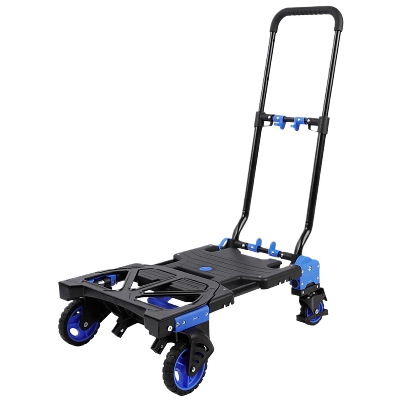 Hand Truck Folding Hand Truck And Dolly Portable Luggage Cart Platform Trolley(Blue)