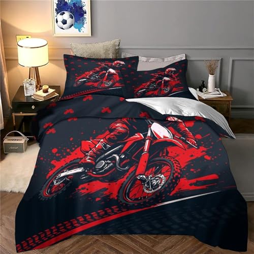 Housse de couette motocross 140x200 parure de lit microfibre 3D