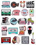 20pcs Creative Retro Pins Bulk with Storage Bag 80s Vintage Decorative Brooch Accessories Disco Music Enamel Pins for Backpack Hat Jackets Christmas Birthday Gifts for Women Back to 80s Disco Music Party Favors