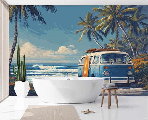 Fresque murale bleue pour salon pour masquer les imperfections - 4