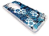 Glitter Motion Liquid Case Phone Cover for Motorola Moto E5 XT1920DL + Gift Stand (Aqua Flower)
