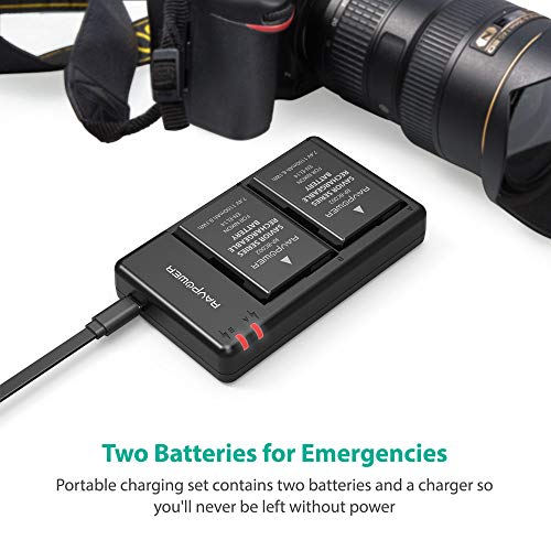 image for EN-EL14 EN EL14A RAVPower Battery Charger and 2-Pack Rechargeable Li-i