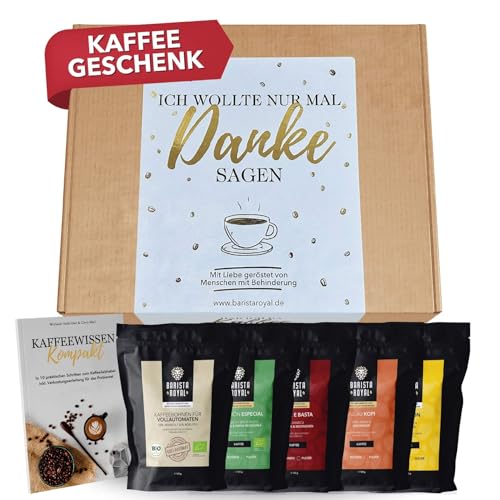 Kaffee Danke Geschenkset (5 x 100g) - Geschenkidee Danke - Kaffeebohnen Geschenk Probierset - Ich wollte nur mal Danke sagen