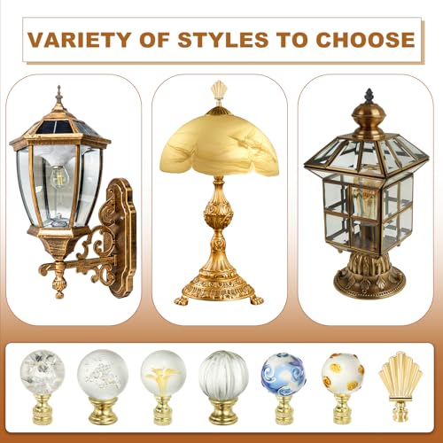 Image of PATIKIL 1 /4-27 Lamp Finial Cap for Lampshade Harp Top, Cap Nut Screw Cap Knob Clear Pumpkin Ball Shaped Crystal Lamp Shade Decoration for Table Floor Lamp, Black