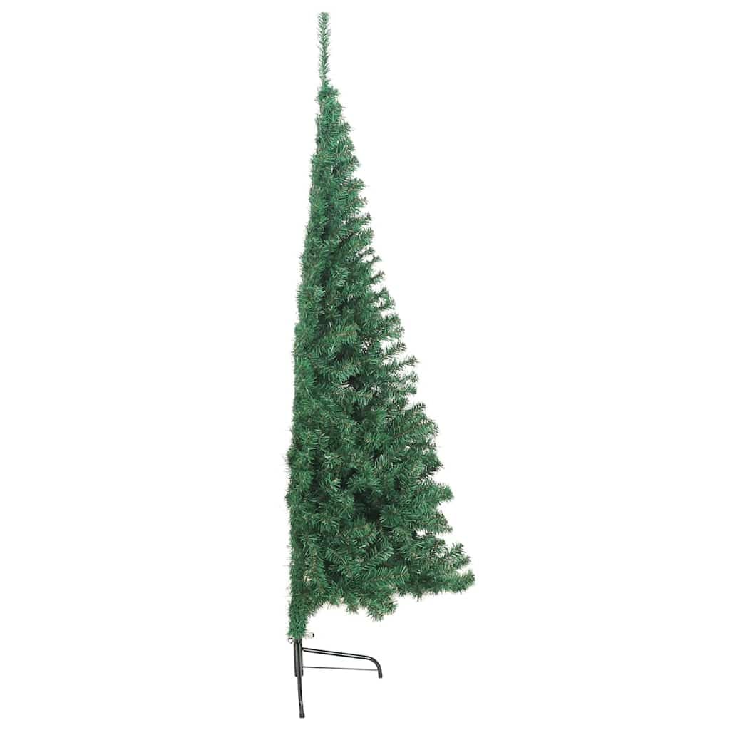 Árbol de Navidad artificial verde de 210 cm con soporte, de PVC, para pared, ahorra espacio, para interior y exterior