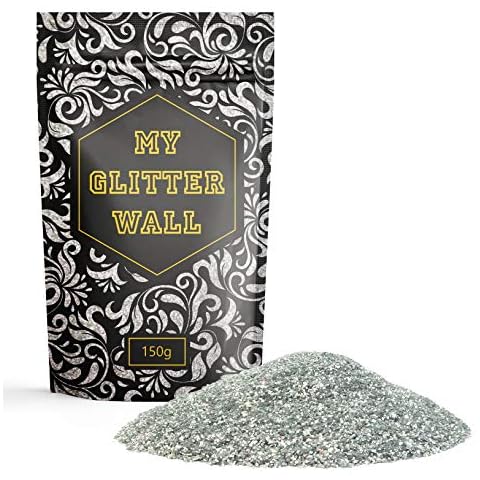 Silver 150G MyGlitterWall Glitter for Emulsion Paint - Glittery Wall Decorations - Paint Additive for Ceilings, Wood, Matt, Gloss - Perfect for Indoors and Outdoors Cover