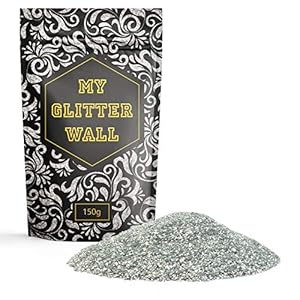 MyGlitterWall Silber Glitzer für Dispersionsfarbe, 150 g, Glitzer für Wandfarbe zum mischen, Glitter Farbzusatz…
