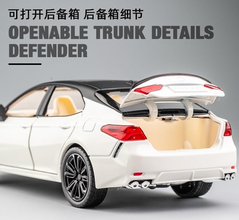 1/24シミュレーションドア開閉音と光おもちゃの車金属車モデルコレクション装​​飾品(White)