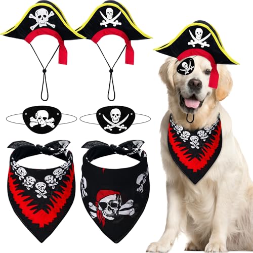 6 Pieces Dog Pirate Halloween Costumes Include Skull Print Hat Pi...