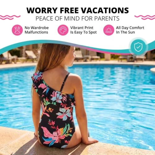 Image of Kanu Surf Girls Morgan Floral Ruffle 1-Shoulder 1-piece Swimsuit