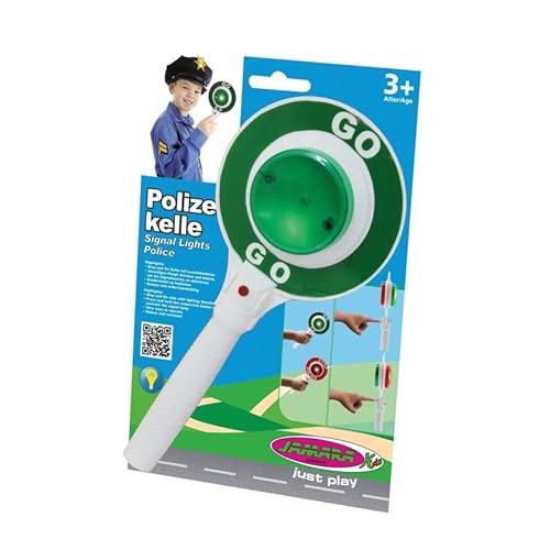 JAMARA 460308 - Polizeikelle mit Licht - Stop und Go Seite mit Leuchtfunktion, Knopf drücken und halten um die Signalleuchte zu aktivieren, kinderleicht zu bedienen, Robust und widerstandsfähig