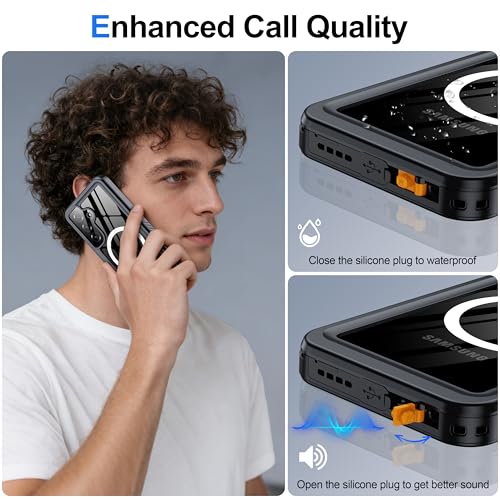 Image of ANTSHARE IP68 Waterproof Case for Samsung Galaxy S25 [2025] - MagSafe Compatible, Built-in Screen /Lens Protector - Shockproof Full Body Protection for Swimming /Outdoor, Black /Clear