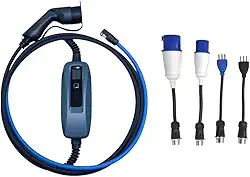 Carregador Portátil para Carro Elétrico Ultraflex, 7,2 kW, Bivolt, Cabo T2 com 5m, Kit com 4 Plugues