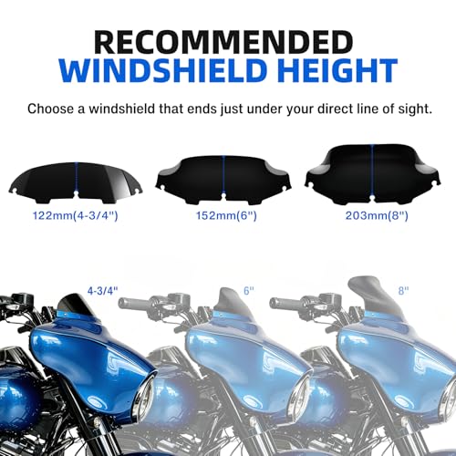 Image of DREAMIZER Wave Windshield Windscreen,Specific Fit Motorcycle Windshield, PC Wind Deflector Compatible with Harley Touring Electra Street Tri Glide 1996-2013 (Black 4inch)