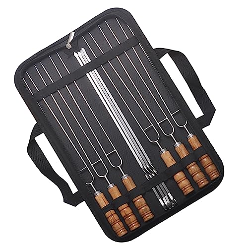 BESPORTBLE 10 Piezas señal de barbacoa exterior cacerola rejillas asador brochetas grill grelhador barbacoa utensilios brocheta a la parrilla brocheta de metal de madera Acero inoxidable