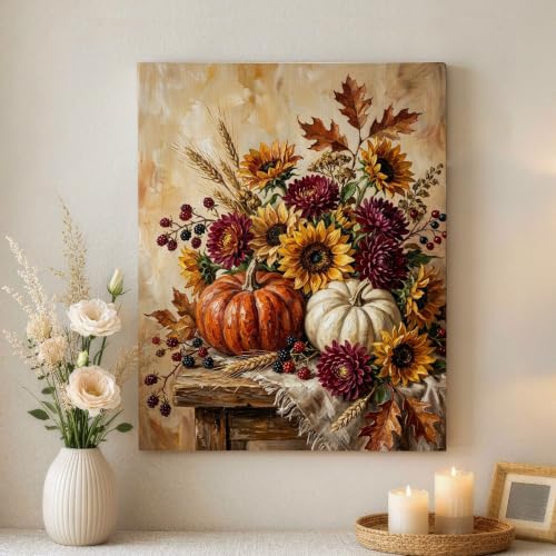 Lienzo de girasol rústico naranja para decorar tu salón o dormitorio con calidez (40x50 cm)