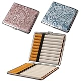Ziyonix 2 Stück Zigarettenetuis für Damen, Metall Zigarettenschachtel für 20 Zigaretten, Zigarettenetui Vintage, Zigarettenbox Tragbare Klein für Herren Damen