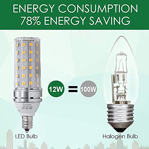 E12 LED Bulbs, 12W LED Candelabra Bulb 100 Watt Equivalent, 1200lm, Decorative Candelabra Base E12 Corn Non-Dimmable LED Chandelier Bulbs, Warm White 3000K LED Lamp, Pack of 3 - Thumbnail 4