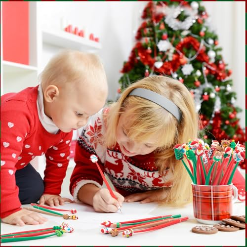 PGPBW 30 Stück Weihnachtsstifte 2025, Lustige Squishy Kugelschreiber mit Cartoon-Motiven, Mitgebsel Weihnachten Kinder, Gastgeschenke, Adventskalender Füllung, Partygeschenke