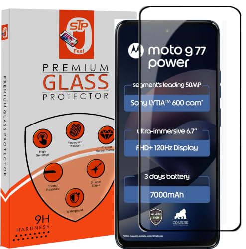 Image of STP FEEL Premium HD+ Tempered Glass Screen Protector Guard Compatible For Moto G77 Power 5G / Motorola G77 Power 5G (6.72 Inch , Pack of 1) | Edge to Edge Coverage With Easy to installation kit for Smartphone