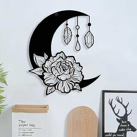 DUOOLN Black Boho Moon Floral Wall Decor Cover