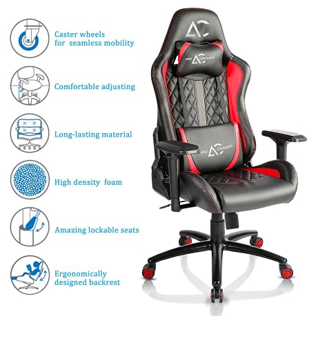 SAVYA HOME Apex Crusader XI Ergonomic Computer Gaming Chair and Office Chair with Aluminium Base, Removable Headrest, 3D Armrest(PU Leather, Red &... - Image 5