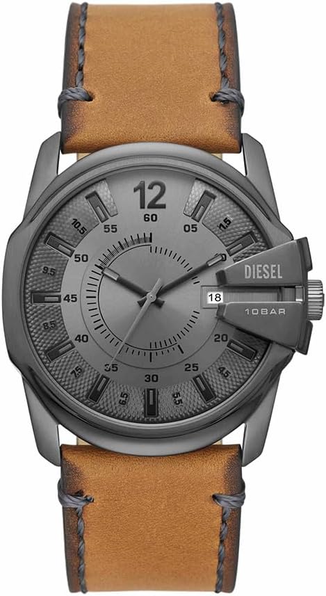 Diesel Master Chief Series Watch for Men, Three Hand Date Movement with Stainless Steel Or Leather Strap