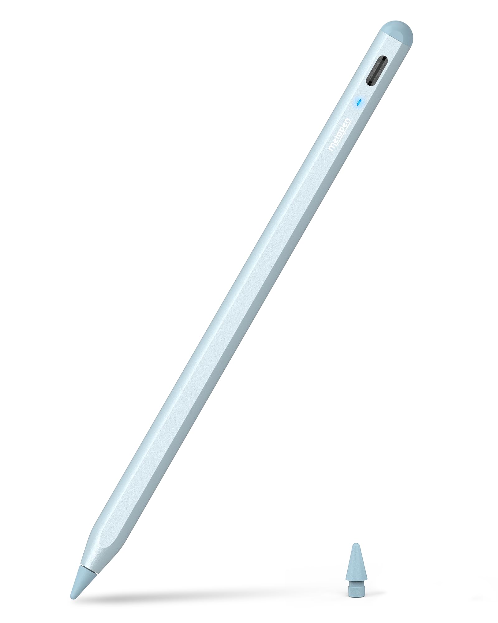Metapen Penna A8 Compatibile con Apple iPad 2018-2026,Ricarica Rapida,Sensibile all'Inclinazione &Rifiuto del Palmo,Stylus Penicl per ipad 11 A16/10/9/8/7,Pro 11/12.9,Air 3/4/5/M2/M3/M4,Mini 5/6 (Blu)