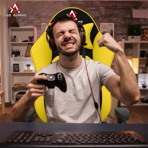ASE GAMING Gold Series Ergonomic Gaming Chair with Footrest Premium PU Leather, Adjustable Neck & Lumbar Pillow, 180 Degree Recline with Black... - Image 4