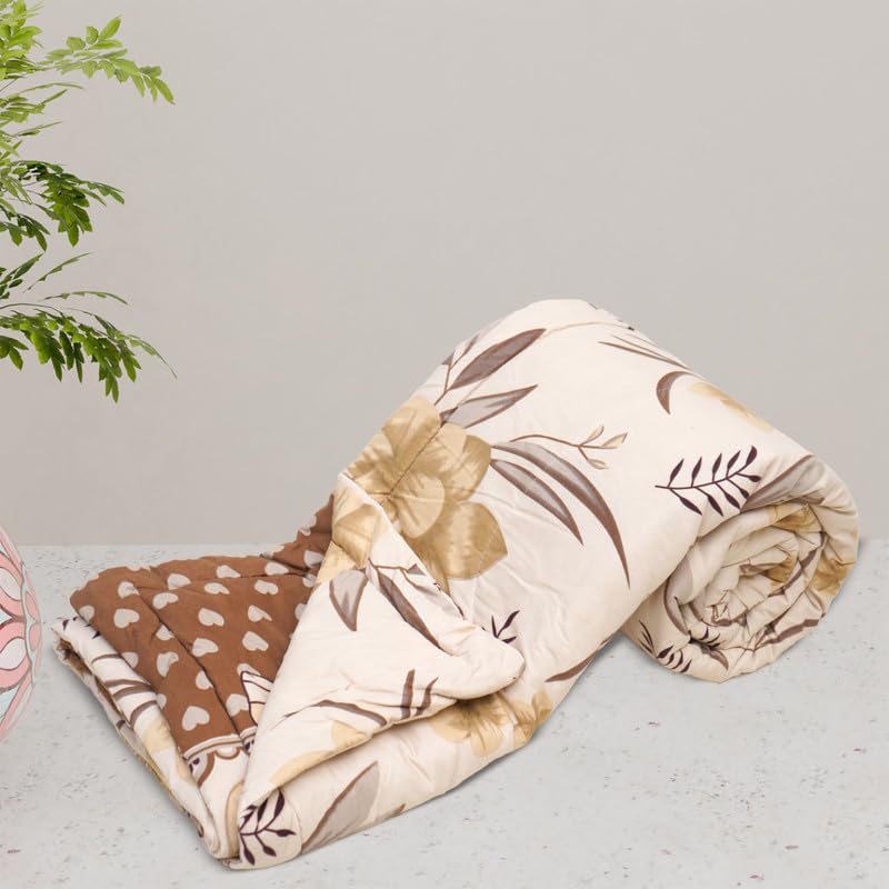 Image of Utopia Bedding Microfiber AC Comforter for King Size 220x240 cm - Lightweight, Skin-Safe & Hotel-Style Quilted Blanket with Floral Print -Chocolate