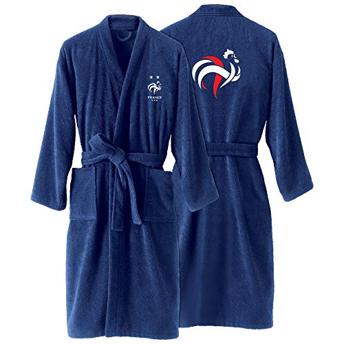 FFF Champions Peignoir Adulte 100% Coton | OEKO-TEX | Taille L | Bleu
