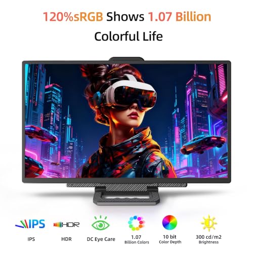 Image of 23.8 inch 2.5K 180Hz Portable Monitor - QHD Laptop Screen Extender 112% sRGB Wide Color HDR HDMI USB C Travel External Display with Stand Gaming Monitor for Computer PC Phone Game Console