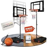 VALENESS® Aro de Baloncesto para Exterior – Soporte Ajustable en Altura [135 a 305 cm] y Resistente a la Intemperie – Aro Profesional con balón y Bomba para niños y Adultos