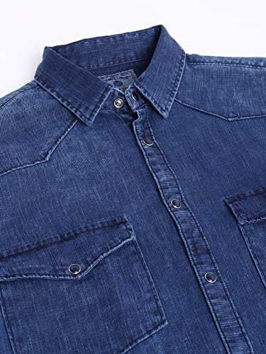 Image of Dennis Lingo Men's Solid Slim Fit Cotton Casual Shirt with Spread Collar & Full Sleeves