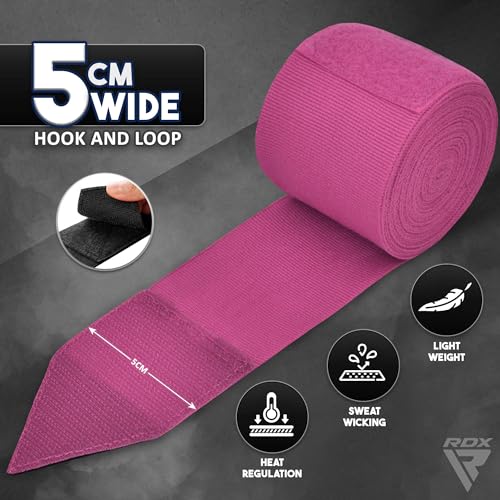 Image of RDX Boxing Hand Wraps 4.5M / 180 Inches - Mexican Style Semi-Elastic MMA Inner Gloves - Wrist Support for Muay Thai, Kickboxing, BJJ, Karate - Thumb Loop & Hook and Loop Closure - Cotton & Nylon Blend