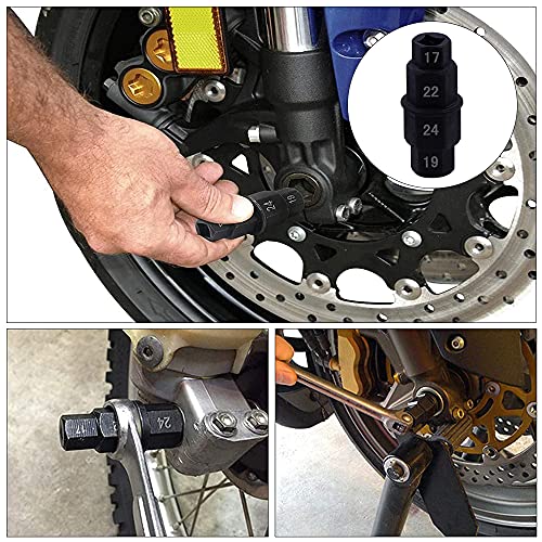 Anyingkai Motorrad Achse Werkzeug, Motorrad Sechskant 17mm 19mm 22mm 24mm, Achsenwerkzeug Achse Hex Spindel-Treiberwerkzeug Vorderachse Innensechskant Motorradspindelwerkzeug