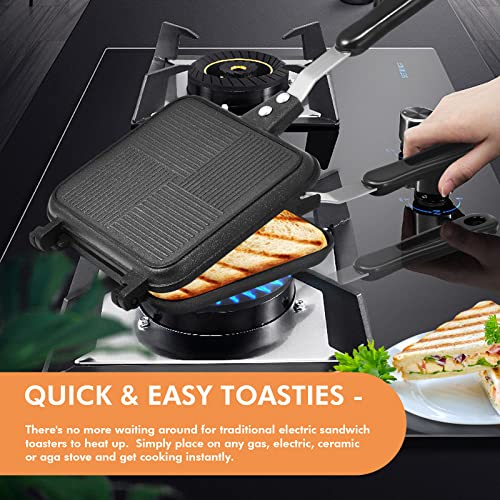 Toasted Sandwich Maker, Non-Stick Stovetop Toastie Maker, Double Sided Portable Sandwich Toaster for Camping & Home, Compact Breakfast Panini Press, Easy Clean & Fast Heating - Image 4