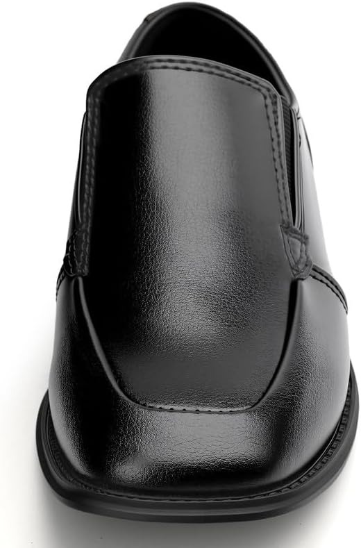 HOMEHOT Boys Dress Shoes Slip On – Kids Faux Leather School Uniform Shoes, Easy On Off Formal Loafers for Wedding & School