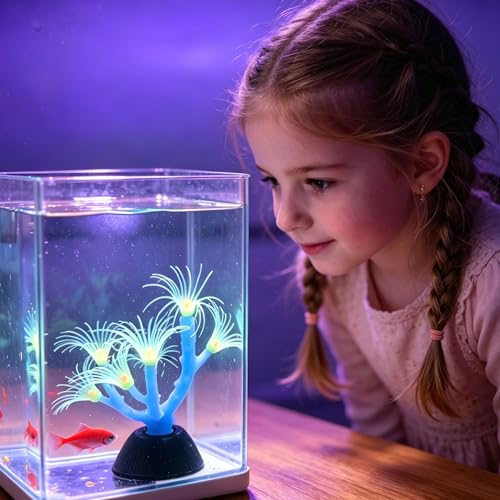 Image of ZtohPyo Aquarium Coral Plant Ornament with Glowing Effect, Silicone Soft Fish Tank Decorations, Artificial Glow in The Dark Plant Ornament for Fish Tank Landscape Decoration