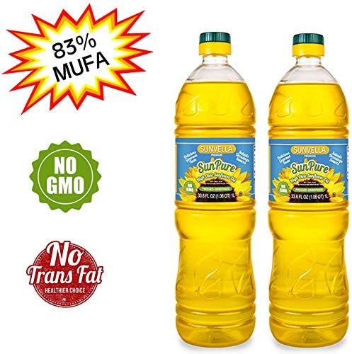SUNVELLA SunPure Non-GMO High Oleic Sunflower Oil, Pressed-Unrefined (Pack of 2 x 33.8 FL OZ)