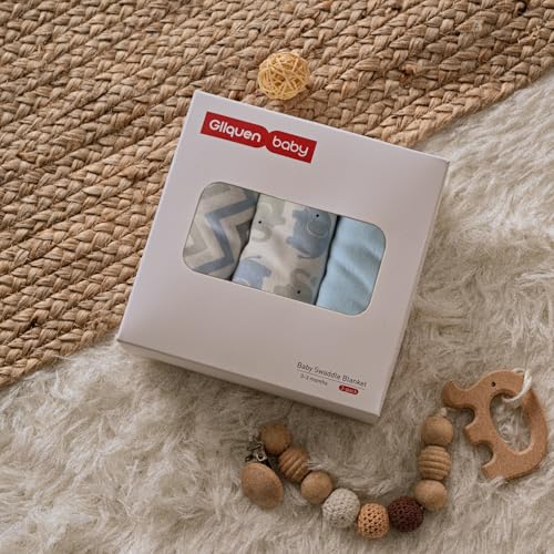 Image of GLLQUEN BABY Swaddles for Newborns 0-3 Months, Adjustable & Easy Fastener | 3-Pack, Baby Boy Swaddles Organic Cotton Womb-Like Nursery Swaddling Blanket reduces startle reflex, Soft & Skin-Friendly