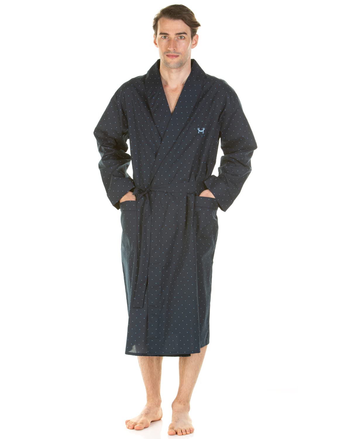 Undercover Men's Navy Dots Haigman Easy Care Printed Dressing Gown 7596 Medium
